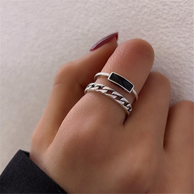 Silberring mit Doppelketten-Design