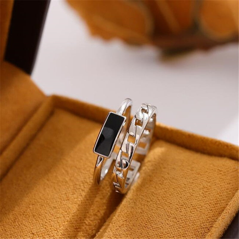 Silberring mit Doppelketten-Design