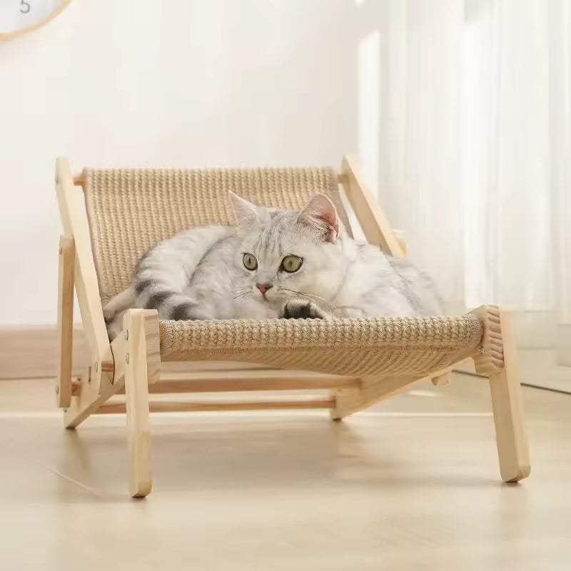 Katzen-Sisal-Liegestuhl, abnehmbar, verstellbar, bequemer Strandstuhl, Hebebett, erhöhtes Bett, Katzen-Greifbrett, einfach zu installieren