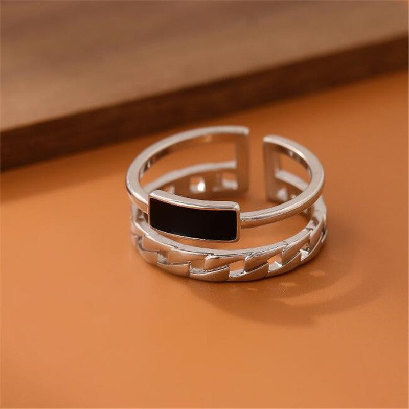 Silberring mit Doppelketten-Design