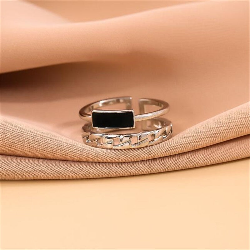 Silberring mit Doppelketten-Design