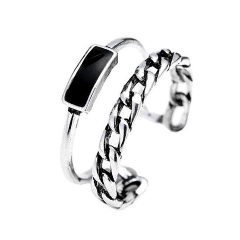 Silberring mit Doppelketten-Design